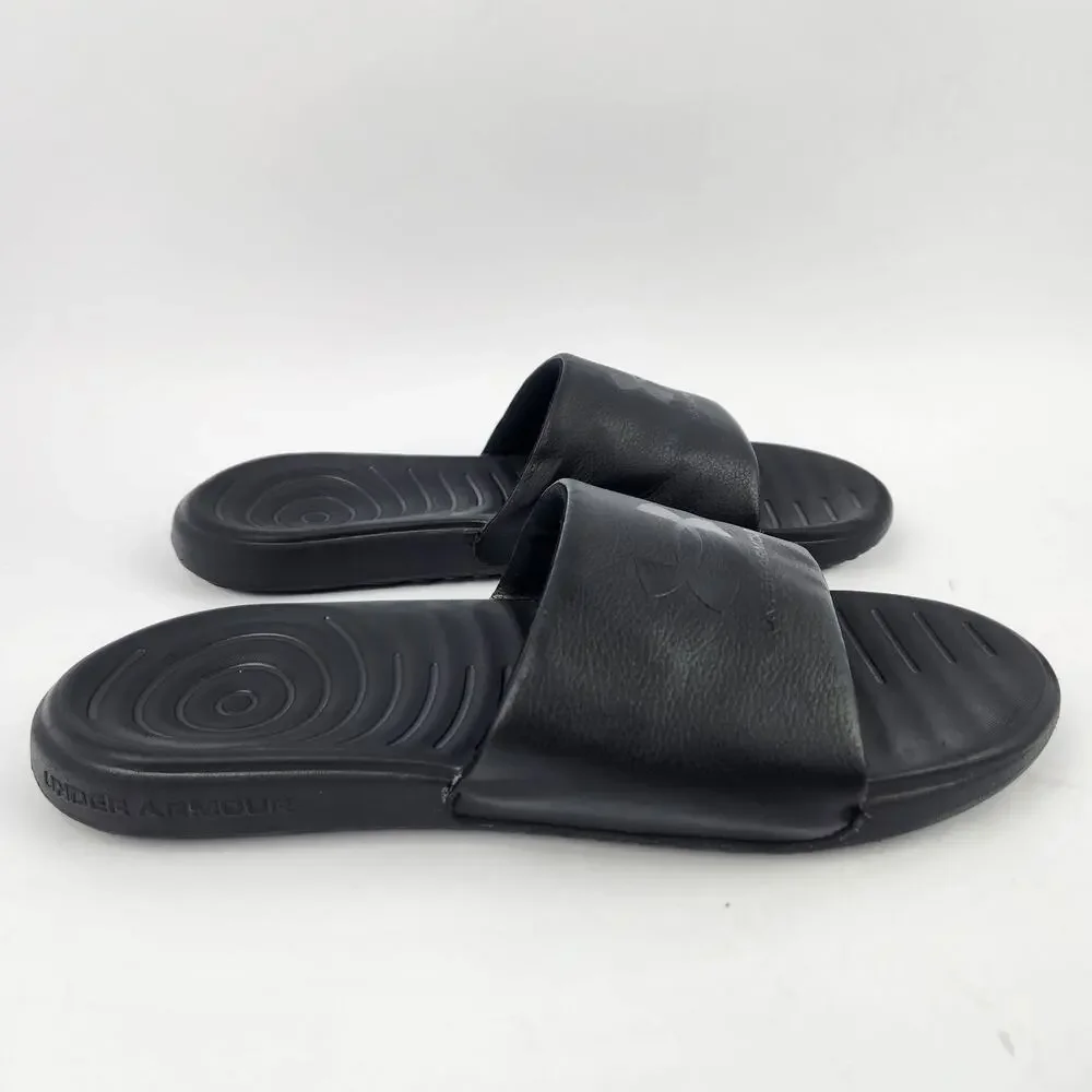 Under Armour Sandals Mens 11 Ansa Fixed Slide Black Slip On Comfort 3023761-003